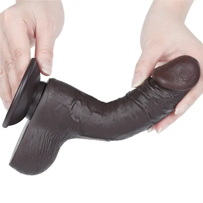 Коричневый фаллоимитатор-реалистик 7.5 Sliding Skin Dual Layer Dong - 19,5 см. Фотография 5.