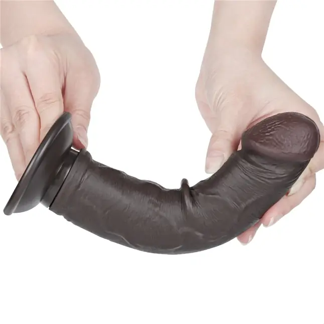 Коричневый фаллоимитатор 8 Sliding Skin Dual Layer Dong - 20 см. Фотография 5.