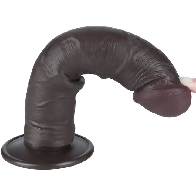 Коричневый фаллоимитатор 8 Sliding Skin Dual Layer Dong - 20 см. Фотография 8.