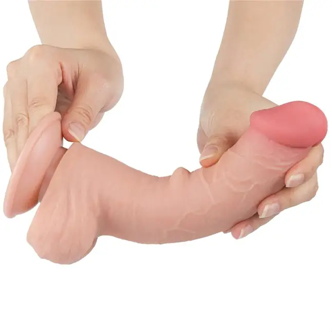 Телесный фаллоимитатор 8 Sliding Skin Dual Layer Dong - 20,8 см. Фотография 4.