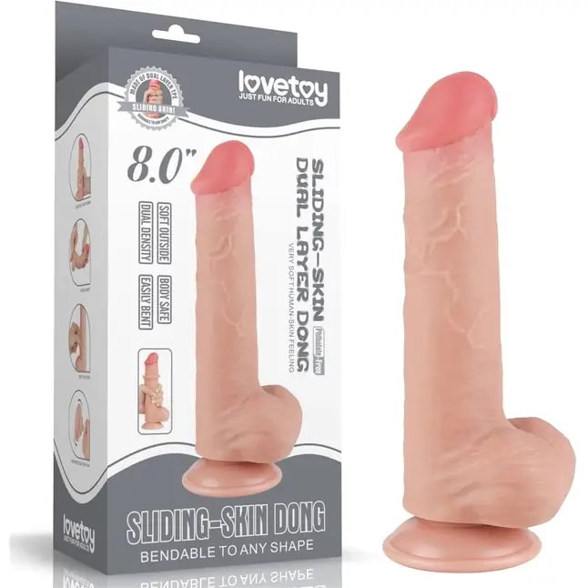 Телесный фаллоимитатор 8 Sliding Skin Dual Layer Dong - 20,8 см