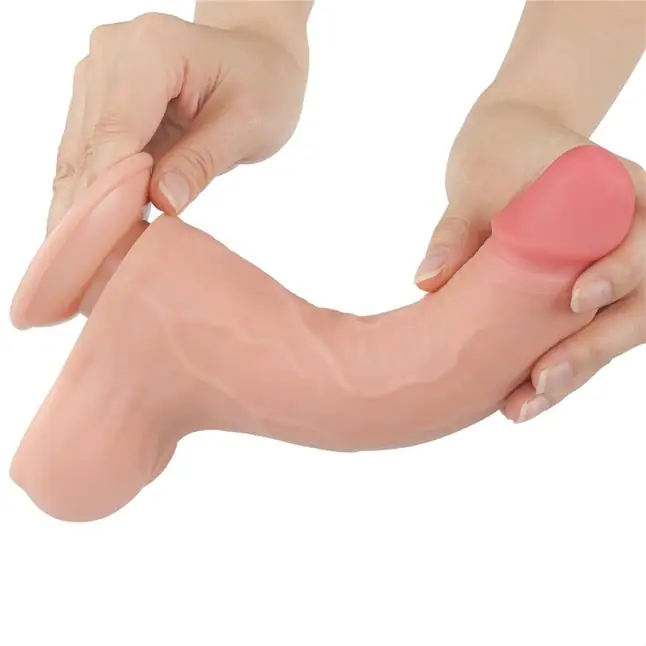 Телесный фаллоимитатор 8.5 Sliding Skin Dual Layer Dong - 22 см. Фотография 4.