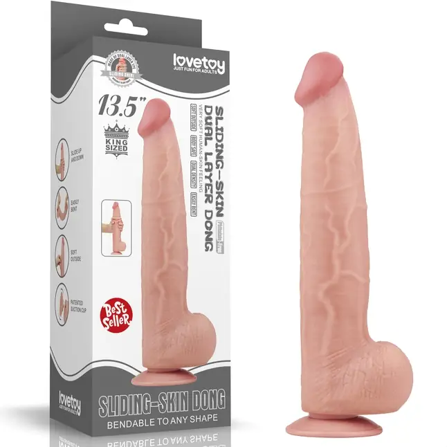 Телесный фаллоимитатор 13.5 King Sized Sliding Skin Dual Layer Dong - 34 см