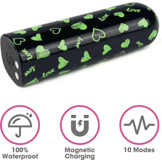 Мини-вибратор Rechargeable Glow-in-the-dark Heart Massager - 8,5 см. Фотография 2.