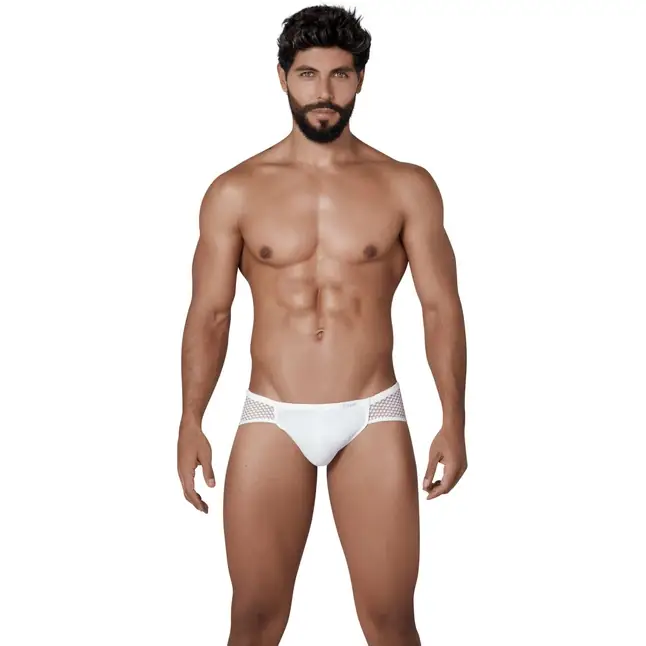 Белые трусы-джоки с ажурными вставками Urge Jockstrap. Фотография 4.