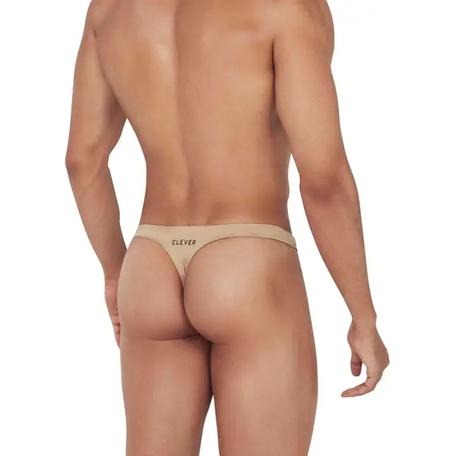 Золотистые мужские трусы-тонги с пряжками Flashing Thong. Фотография 3.