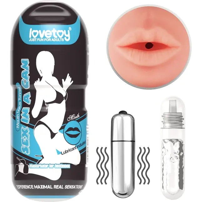 Мастурбатор-ротик с вибрацией Sex In A Can Mouth Stamina Tunnel Vibrating