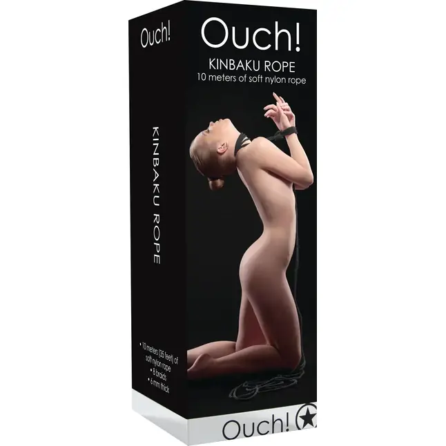 Черная веревка для бандажа Kinbaku - 10 м - Ouch!. Фотография 4.