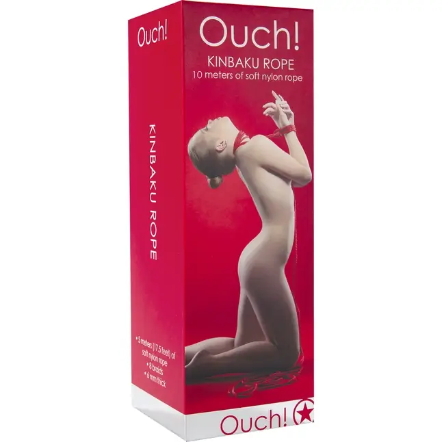 Красная веревка для бандажа Kinbaku - 10 м - Ouch!. Фотография 3.