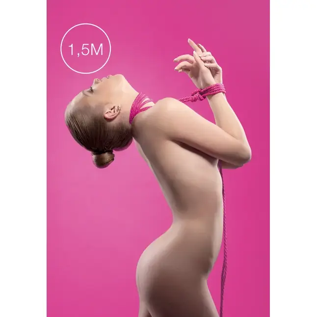 Розовая нейлоновая веревка для бандажа Kinbaku Mini - 1,5 м - Ouch!. Фотография 2.