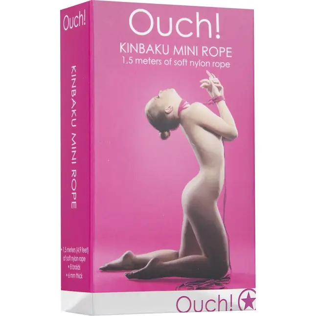 Розовая нейлоновая веревка для бандажа Kinbaku Mini - 1,5 м - Ouch!. Фотография 3.