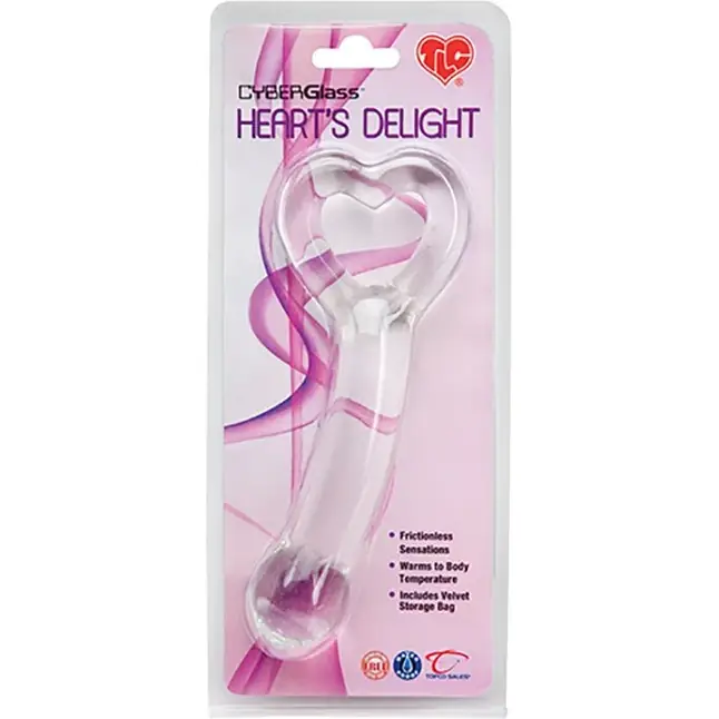 Стеклянный фаллос с ручкой-сердечком TLC CyberGlass Heart’s Delight - 17 см - TLC