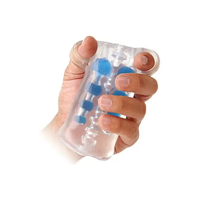 Стимулирующий мастурбатор с бусинками CyberSkin Double Pleasure Comfort Grip Stroker - CyberSkin. Фотография 2.