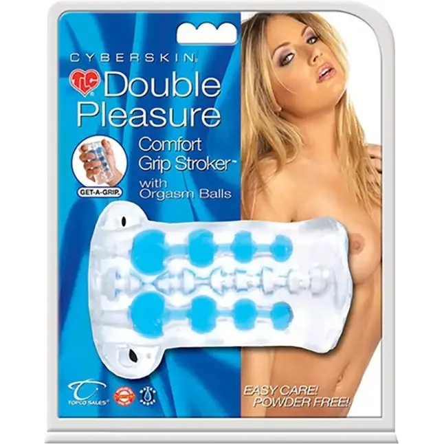Стимулирующий мастурбатор с бусинками CyberSkin Double Pleasure Comfort Grip Stroker - CyberSkin. Фотография 4.