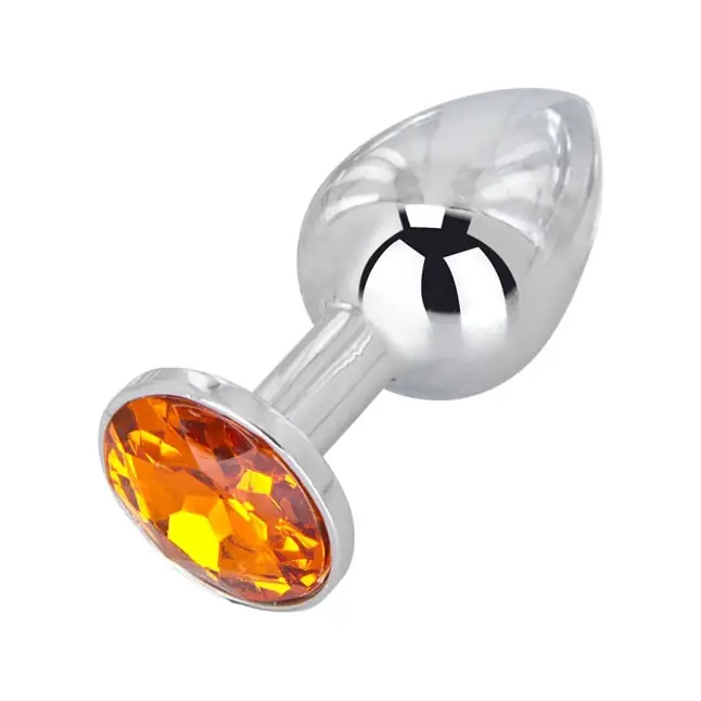 Мини-плаг из стали с оранжевым кристаллом Juicy Orange - 6,5 см