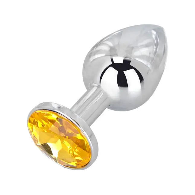 Мини-плаг из стали с желтым кристаллом Sweet Lemon - 6,5 см