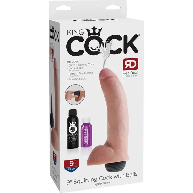 Телесный фаллоимитатор с эффектом семяизвержения Squirting Cock with Balls - 22,9 см - King Cock. Фотография 5.