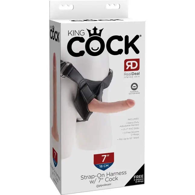 Страпон на виниловых трусиках Strap-on Harness Cock - 17,8 см - King Cock. Фотография 8.