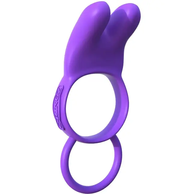 Эрекционное кольцо с вибрацией и подхватом для мошонки Twin Teazer Rabbit Ring - Fantasy C-Ringz