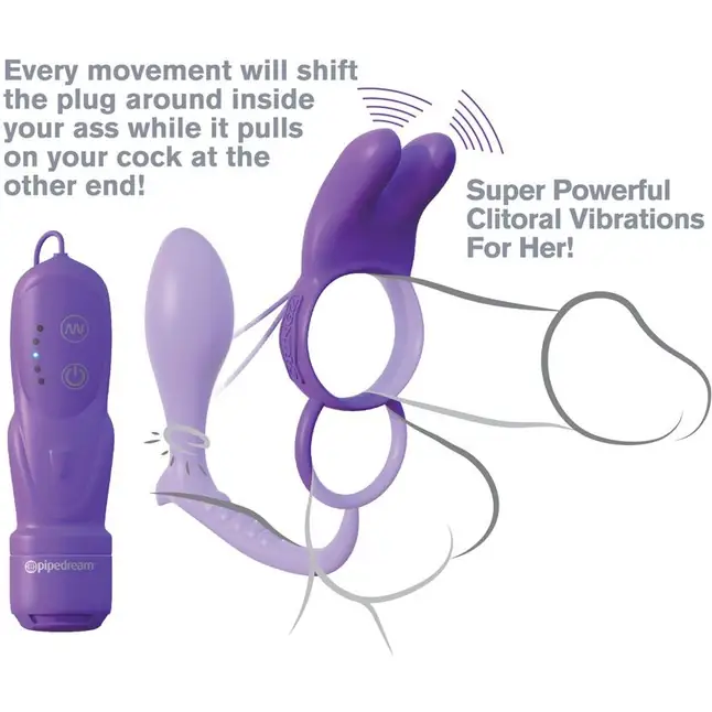 Фиолетовое эрекционное кольцо с анальным стимулятором Ass-Gasm Vibrating Rabbit - Fantasy C-Ringz. Фотография 2.