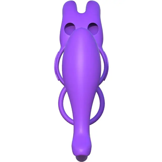 Фиолетовое эрекционное кольцо с анальным стимулятором Ass-Gasm Vibrating Rabbit - Fantasy C-Ringz. Фотография 5.