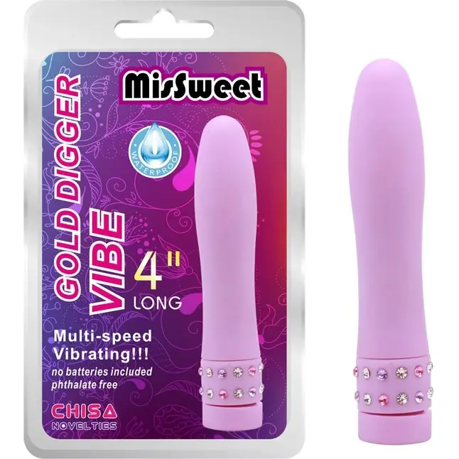 Гладкий мини-вибратор со сверкающими стразами MisSweet - 10,4 см