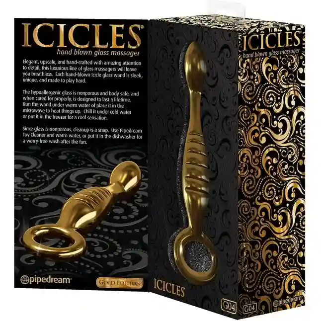 Золотистый фаллоимитатор с крупной головкой для массажа G-точки - 18 см - Icicles Gold Edition. Фотография 2.