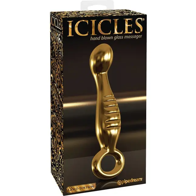 Золотистый фаллоимитатор с крупной головкой для массажа G-точки - 18 см - Icicles Gold Edition. Фотография 4.