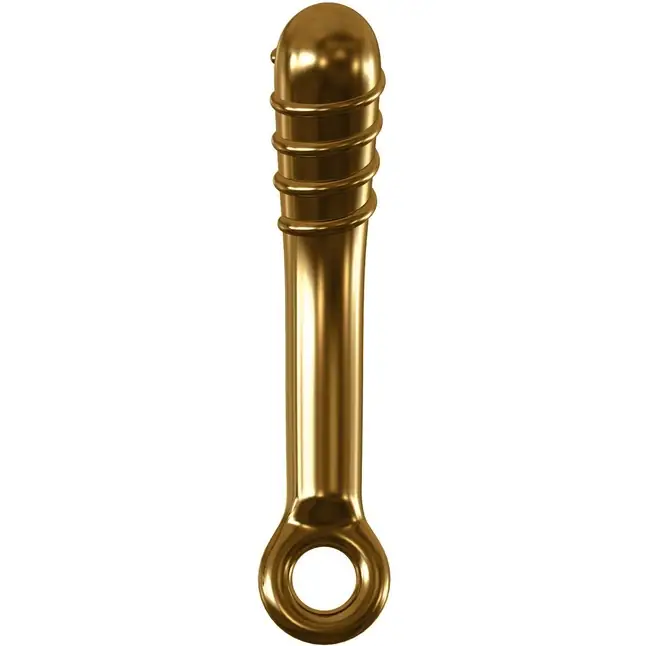 Золотистый вибромассажер из стекла - 18 см - Icicles Gold Edition. Фотография 3.