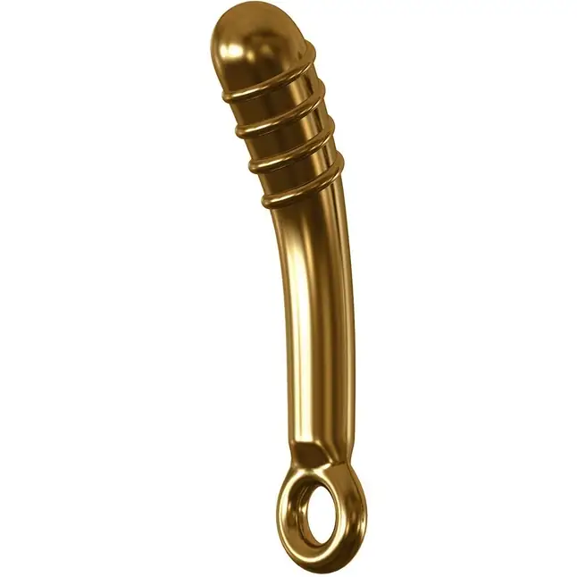 Золотистый вибромассажер из стекла - 18 см - Icicles Gold Edition