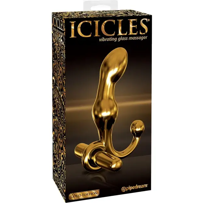 Золотистый вибростимулятор простаты или G-точки - 15 см - Icicles Gold Edition. Фотография 4.