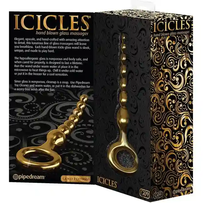 Золотистая изогнутая ёлочка из стекла - 16,2 см - Icicles Gold Edition. Фотография 2.