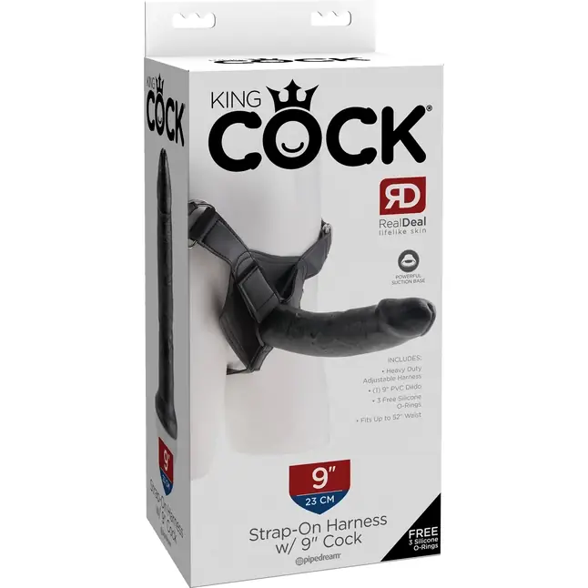 Страпон Harness со съемной чёрной насадкой King Cock 9 - 22,9 см - King Cock. Фотография 8.