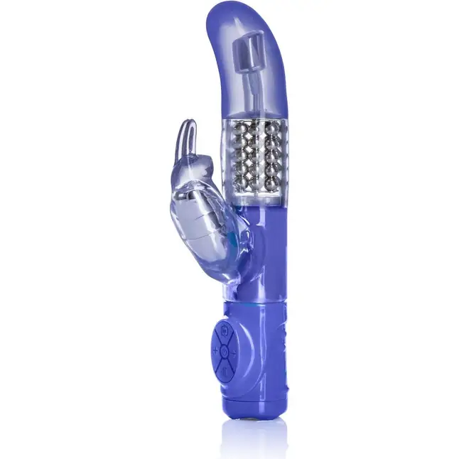 Фиолетовый вибромассажер ADVANCED G JACK RABBIT с загнутым кончиком - 22 см - Jack Rabbits