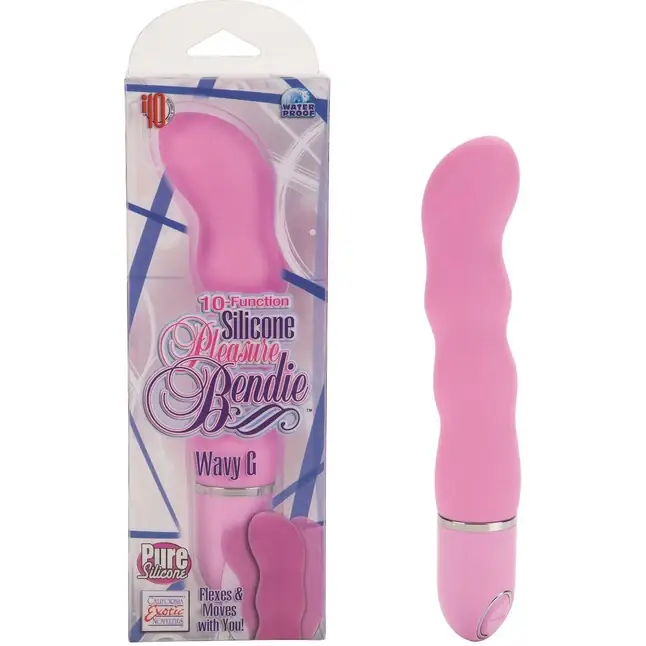 Розовый гнущийся вибромассажер 10-Function Silicone Pleasure Bendie Wavy G s - 17,75 см - Pleasure Bendie. Фотография 2.