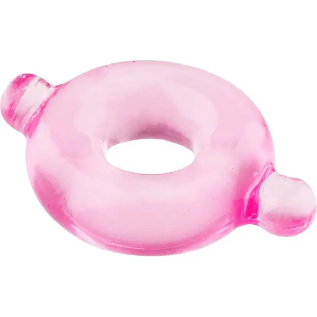 Розовое эрекционное кольцо с ушками для удобства надевания BASICX TPR COCKRING PINK - BasicX