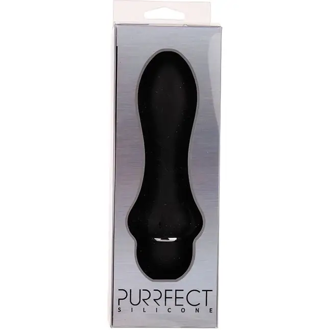 Чёрный вибромассажер для анальной стимуляции PURRFECT SILICONE ANAL VIBRATOR BLACK - 12,7 см - Purrfect Silicone. Фотография 2.