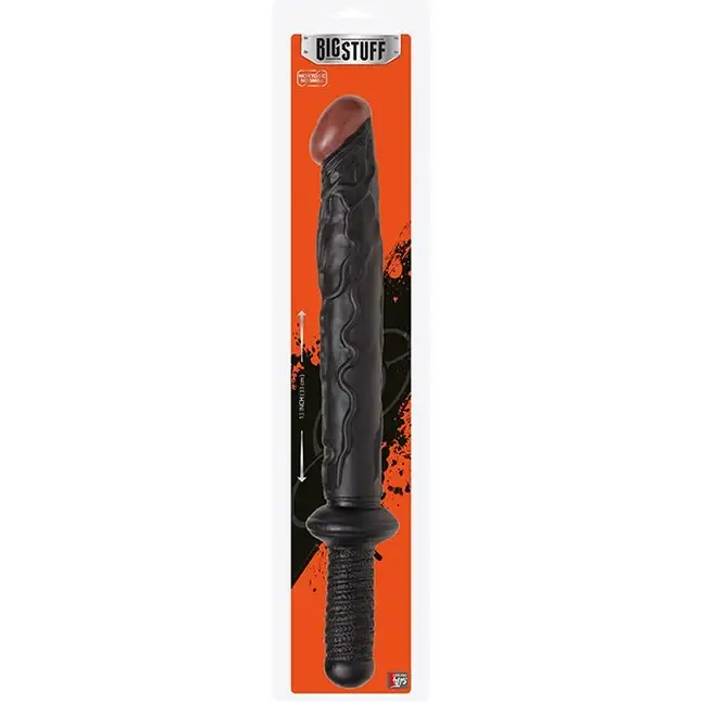Чёрный фаллоимитатор с ручкой BIGSTUFF DONG WITH HANDLE - 47 см - BigStuff. Фотография 2.