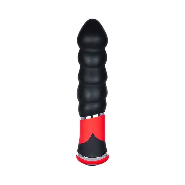 Чёрный силиконовый вибромассажёр для анальной стимуляции BOOTYFUL RIBBED VIBE - Bootyful