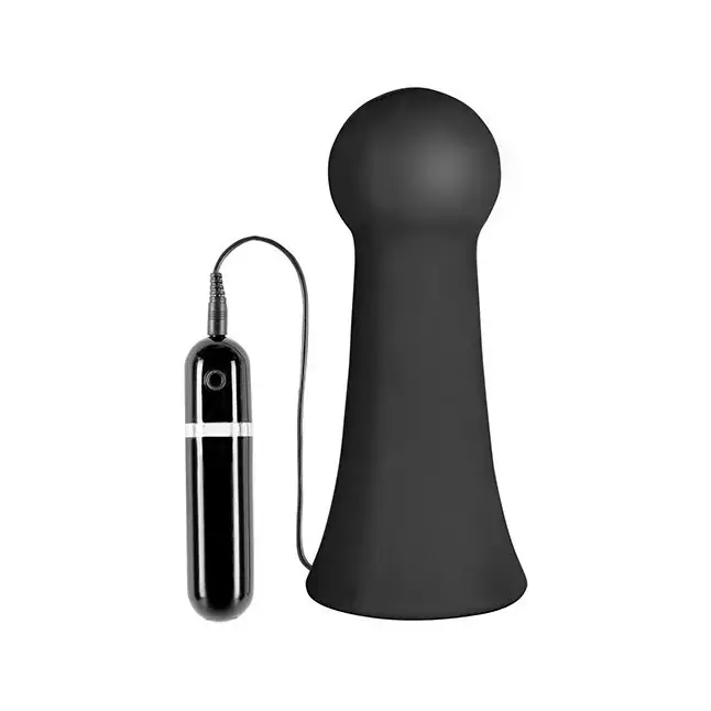 Большая чёрная вибропробка MENZSTUFF VIBRATING BUTTCRASHER BULBOUS - 20 см - MenzStuff