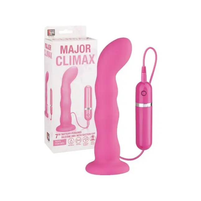 Розовый силиконовый вибратор Major Climax - 17,8 см - Neon