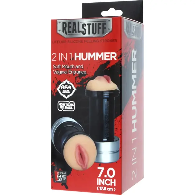 Двусторонний мастурбатор 2 in 1 Hummer - ротик и вагина - RealStuff. Фотография 2.