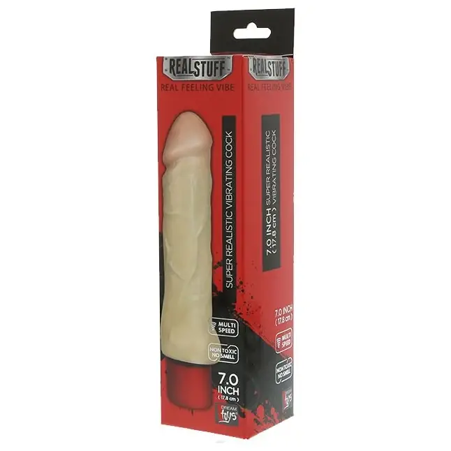 Мультискоростной телесный вибромассажёр REALSTUFF 7INCH VIBRATOR - 17,8 см - RealStuff. Фотография 2.