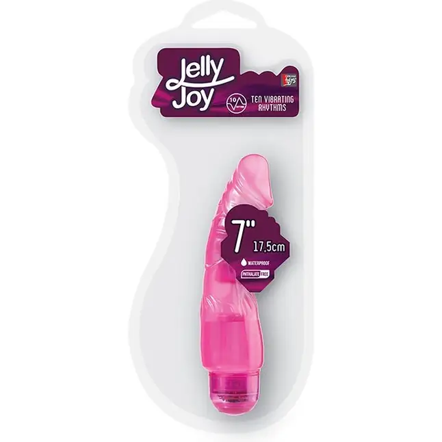 Розовый гелевый вибратор JELLY JOY 7INCH 10 RHYTHMS PINK - 17,5 см - Jelly Joy. Фотография 2.
