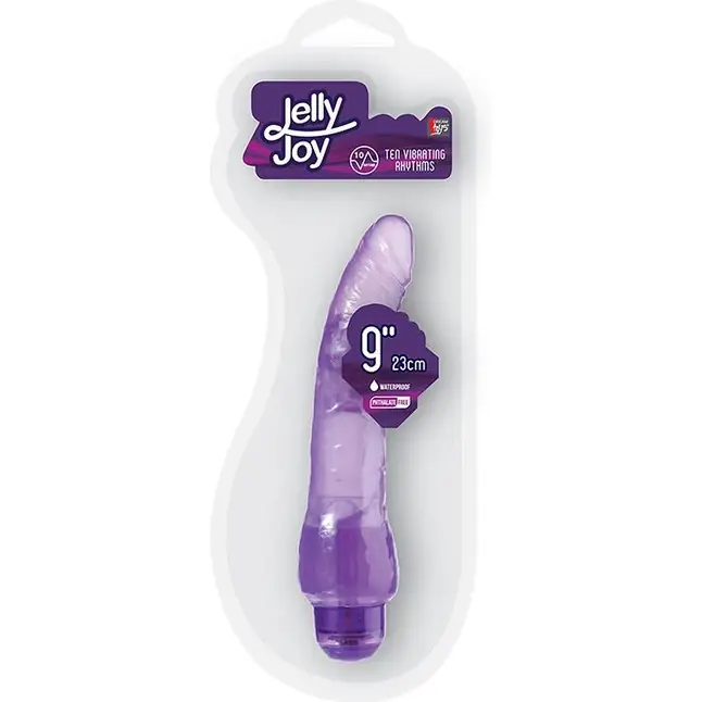 Фиолетовый вибратор-реалистик JELLY JOY 9INCH 10 RHYTHMS PURPLE - 23 см - Jelly Joy. Фотография 2.