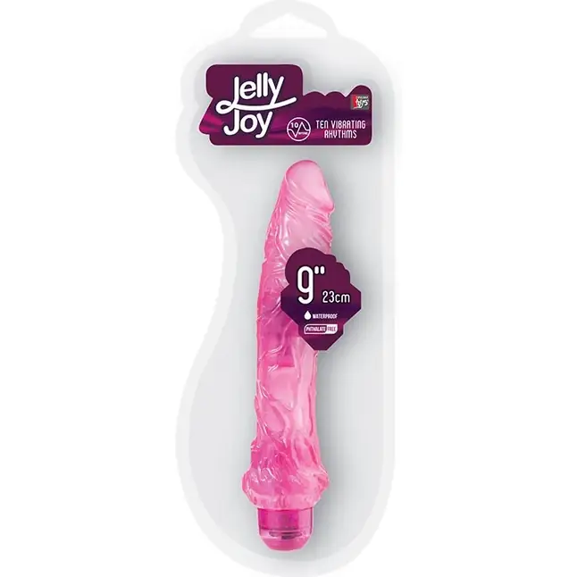 Большой розовый вибратор JELLY JOY 9INCH 10 RHYTHMS PINK - 23 см - Jelly Joy. Фотография 2.