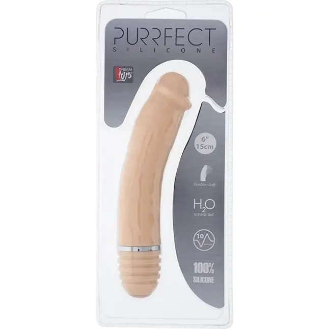 Телесный силиконовый вибратор-реалистик PURRFECT SILICONE VIBRATOR 6INCH FLESH - 15 см - Purrfect Silicone. Фотография 2.