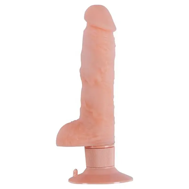 Телесный вибратор-реалистик на присоске REALSTUFF 7INCH VIBRATOR - 17,8 см - RealStuff