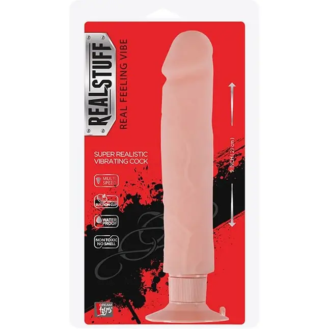 Большой телесный вибратор на присоске REALSTUFF 9INCH VIBRATOR - 23 см - RealStuff. Фотография 2.