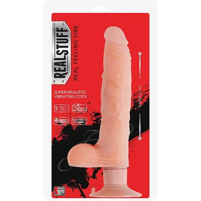Телесный вибратор на присоске REALSTUFF 9INCH VIBRATOR - 23 см - RealStuff. Фотография 2.